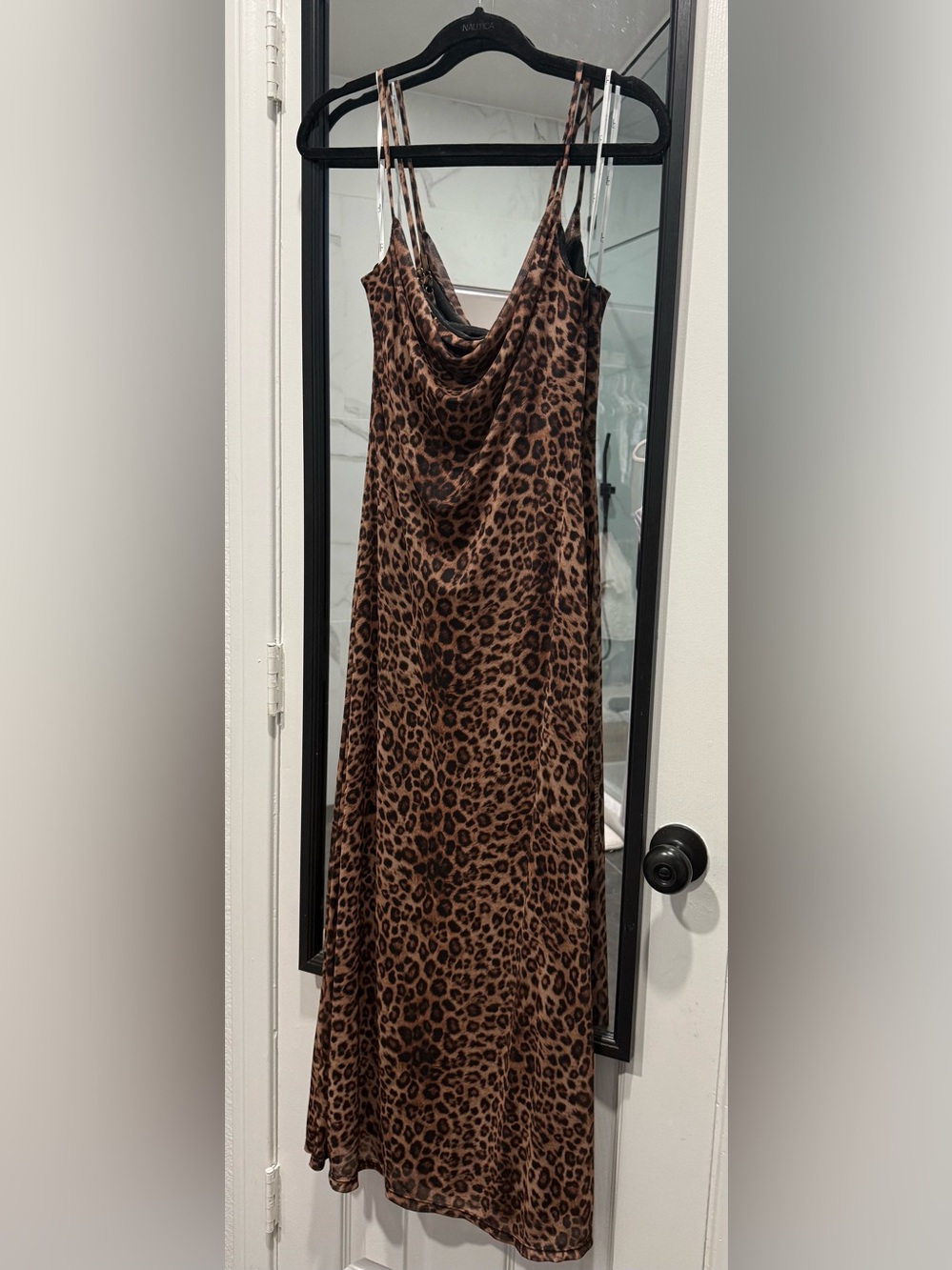 Lulu's Leopard Print Cowl Neck Maxi Dress - Brown Black
